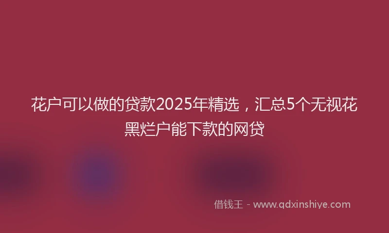 花户可以做的贷款2025年精选，汇总5个无视花黑烂户能下款的网贷