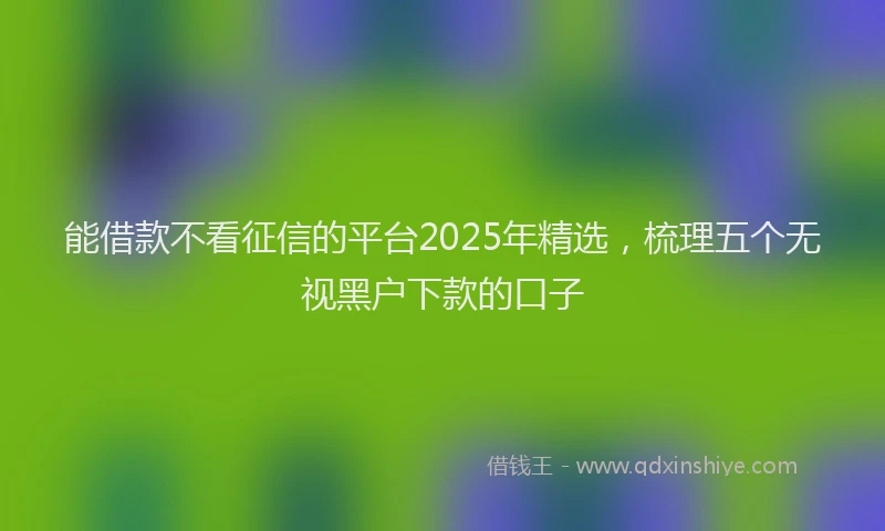 能借款不看征信的平台2025年精选，梳理五个无视黑户下款的口子