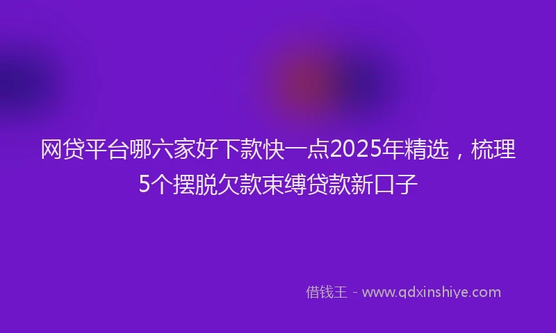 网贷平台哪六家好下款快一点2025年精选，梳理5个摆脱欠款束缚贷款新口子