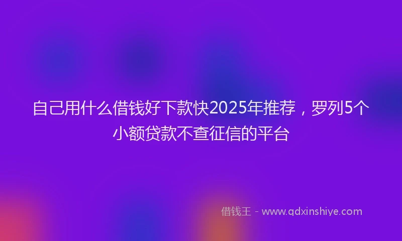 自己用什么借钱好下款快2025年推荐，罗列5个小额贷款不查征信的平台