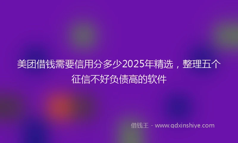 美团借钱需要信用分多少2025年精选，整理五个征信不好负债高的软件
