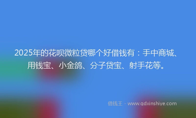 2025年的花呗微粒贷哪个好借钱有：手中商城、用钱宝、小金鸽、分子贷宝、射手花等。
