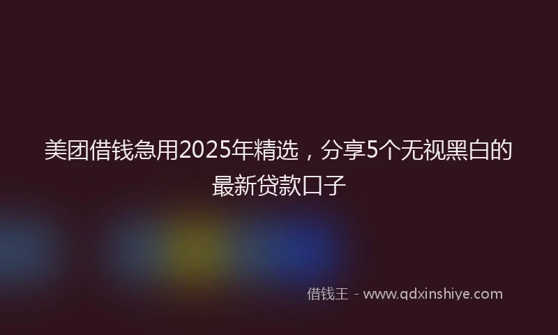 美团借钱急用2025年精选，分享5个无视黑白的最新贷款口子