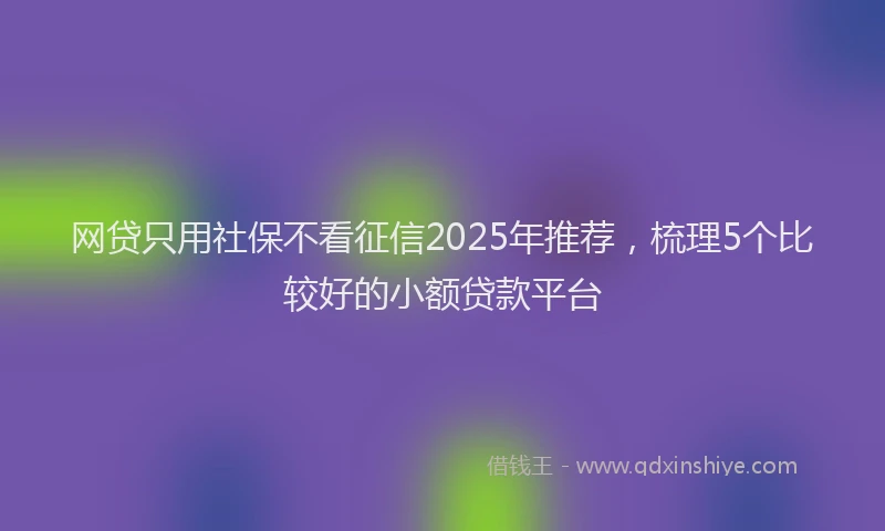 网贷只用社保不看征信2025年推荐，梳理5个比较好的小额贷款平台