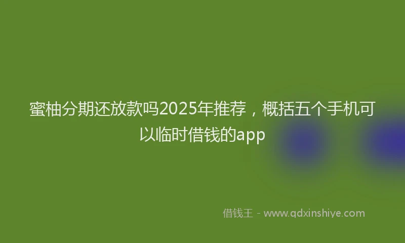 蜜柚分期还放款吗2025年推荐，概括五个手机可以临时借钱的app