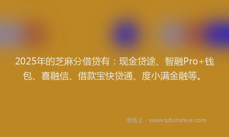 2025年的芝麻分借贷有：现金贷途、智融Pro+钱包、喜融信、借款宝快贷通、度小满金融等。