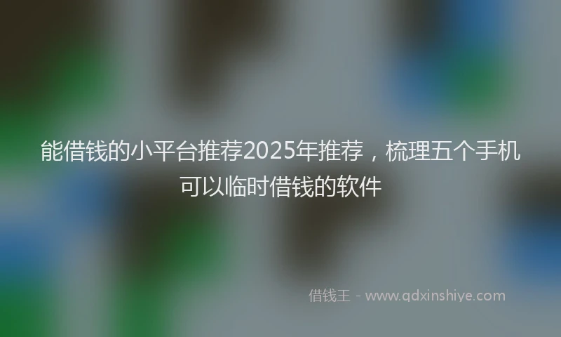 能借钱的小平台推荐2025年推荐，梳理五个手机可以临时借钱的软件