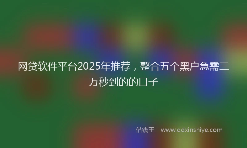 网贷软件平台2025年推荐，整合五个黑户急需三万秒到的的口子