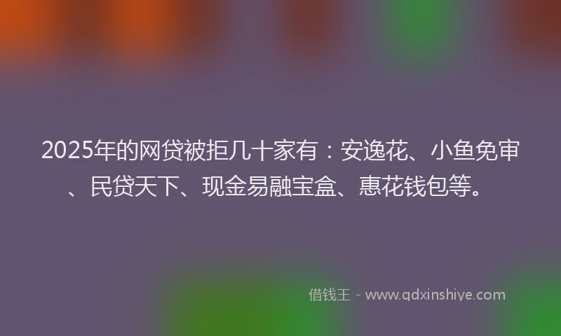 2025年的网贷被拒几十家有：安逸花、小鱼免审、民贷天下、现金易融宝盒、惠花钱包等。
