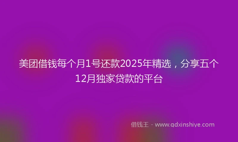美团借钱每个月1号还款2025年精选，分享五个12月独家贷款的平台