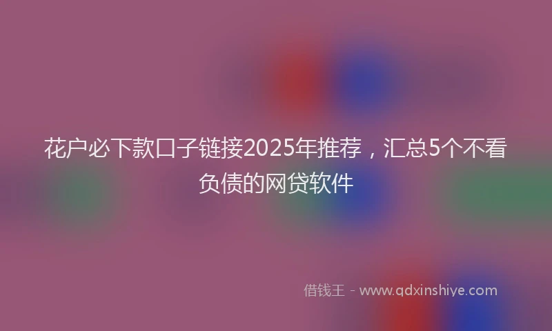 花户必下款口子链接2025年推荐，汇总5个不看负债的网贷软件