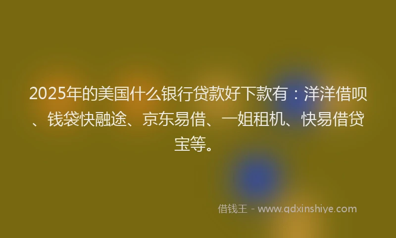 2025年的美国什么银行贷款好下款有：洋洋借呗、钱袋快融途、京东易借、一姐租机、快易借贷宝等。