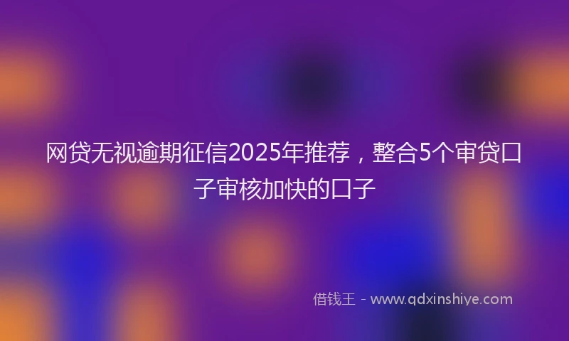 网贷无视逾期征信2025年推荐，整合5个审贷口子审核加快的口子