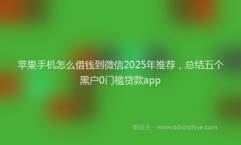 苹果手机怎么借钱到微信2025年推荐，总结五个黑户0门槛贷款app