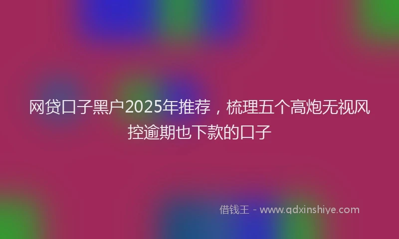 网贷口子黑户2025年推荐，梳理五个高炮无视风控逾期也下款的口子