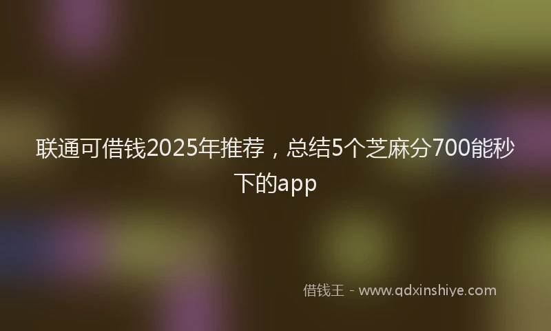 联通可借钱2025年推荐，总结5个芝麻分700能秒下的app