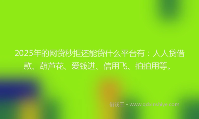2025年的网贷秒拒还能贷什么平台有：人人贷借款、葫芦花、爱钱进、信用飞、拍拍用等。