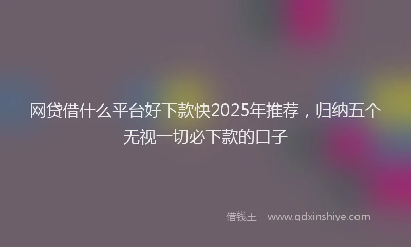 网贷借什么平台好下款快2025年推荐，归纳五个无视一切必下款的口子