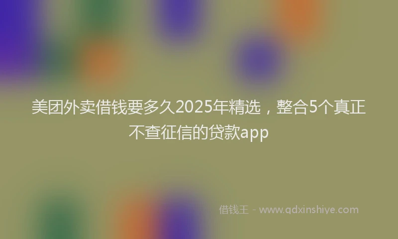 美团外卖借钱要多久2025年精选，整合5个真正不查征信的贷款app