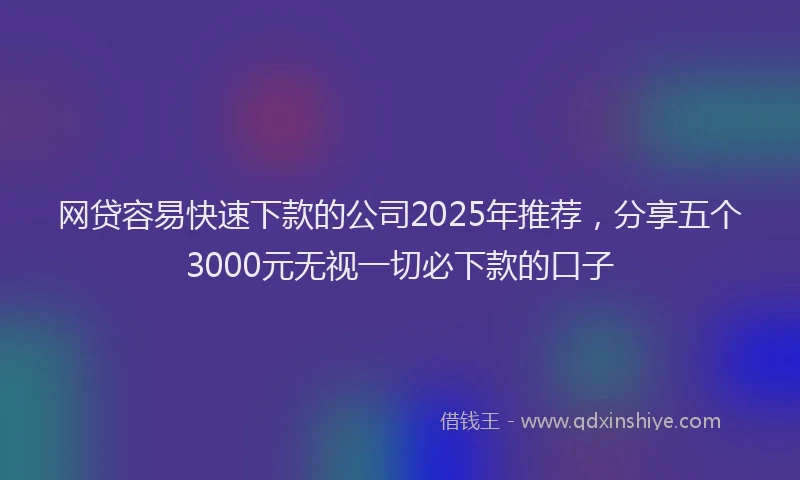 网贷容易快速下款的公司2025年推荐，分享五个3000元无视一切必下款的口子