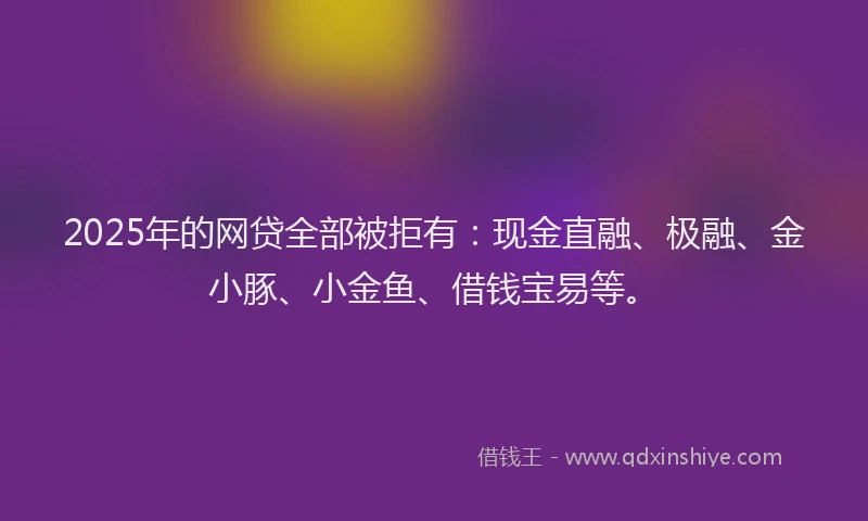2025年的网贷全部被拒有：现金直融、极融、金小豚、小金鱼、借钱宝易等。