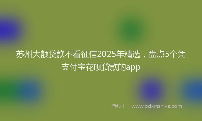 苏州大额贷款不看征信2025年精选，盘点5个凭支付宝花呗贷款的app