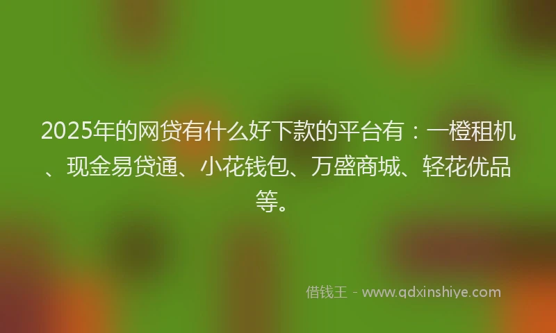 2025年的网贷有什么好下款的平台有：一橙租机、现金易贷通、小花钱包、万盛商城、轻花优品等。