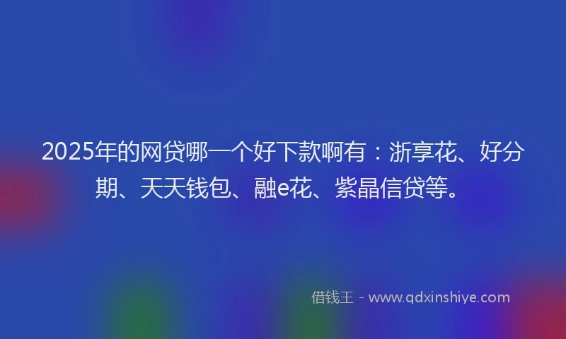 2025年的网贷哪一个好下款啊有：浙享花、好分期、天天钱包、融e花、紫晶信贷等。