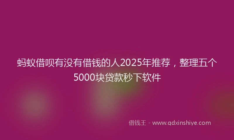 蚂蚁借呗有没有借钱的人2025年推荐，整理五个5000块贷款秒下软件