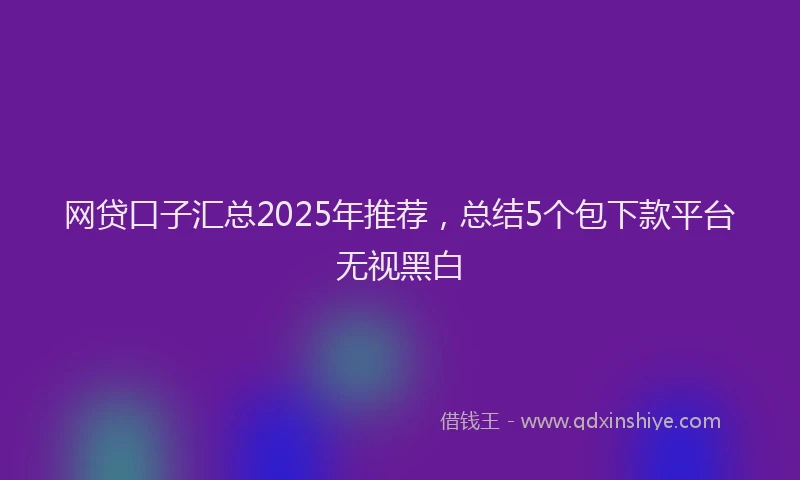 网贷口子汇总2025年推荐，总结5个包下款平台无视黑白