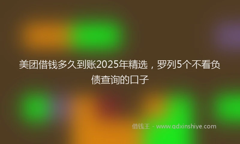 美团借钱多久到账2025年精选，罗列5个不看负债查询的口子