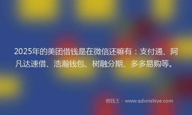 2025年的美团借钱是在微信还嘛有：支付通、阿凡达速借、浩瀚钱包、树融分期、多多易购等。