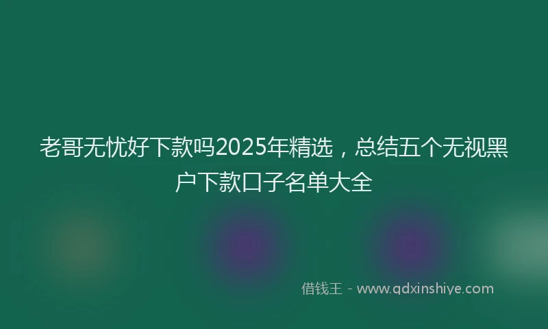 老哥无忧好下款吗2025年精选，总结五个无视黑户下款口子名单大全