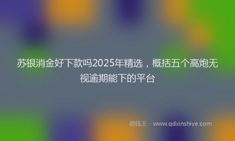 苏银消金好下款吗2025年精选，概括五个高炮无视逾期能下的平台