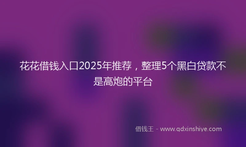 花花借钱入口2025年推荐，整理5个黑白贷款不是高炮的平台