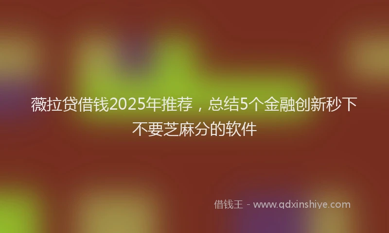 薇拉贷借钱2025年推荐，总结5个金融创新秒下不要芝麻分的软件