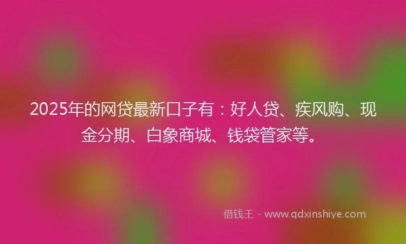 2025年的网贷最新口子有：好人贷、疾风购、现金分期、白象商城、钱袋管家等。