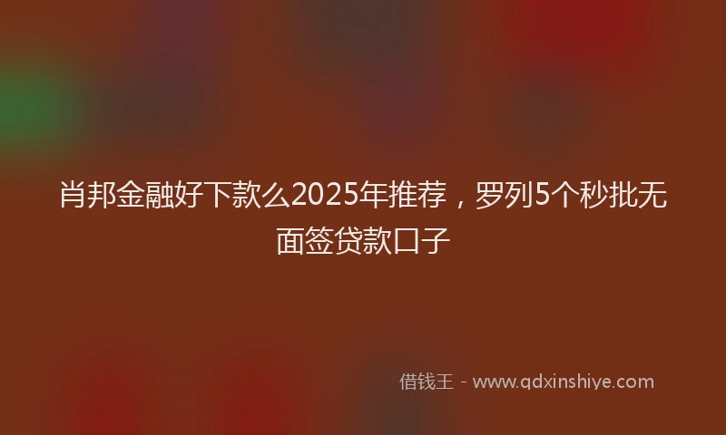 肖邦金融好下款么2025年推荐，罗列5个秒批无面签贷款口子