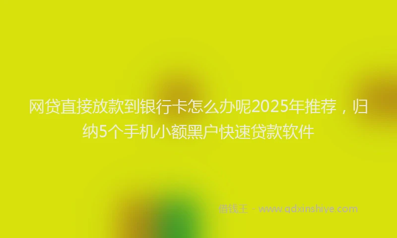 网贷直接放款到银行卡怎么办呢2025年推荐，归纳5个手机小额黑户快速贷款软件