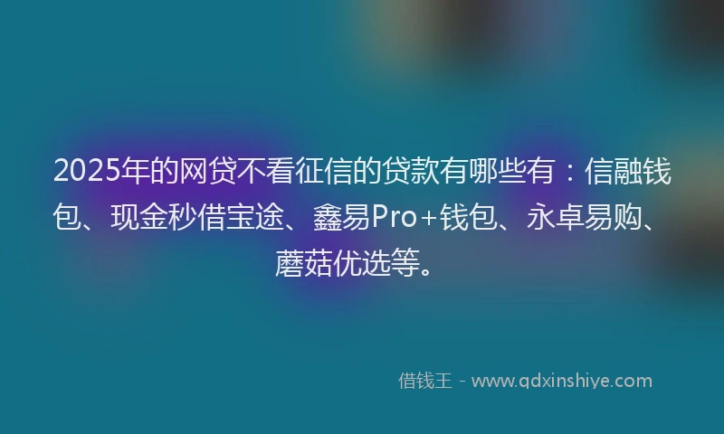 2025年的网贷不看征信的贷款有哪些有：信融钱包、现金秒借宝途、鑫易Pro+钱包、永卓易购、蘑菇优选等。