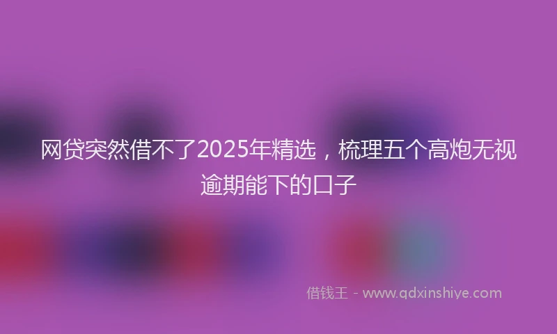 网贷突然借不了2025年精选，梳理五个高炮无视逾期能下的口子