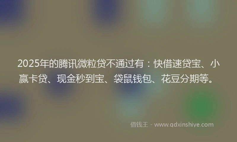 2025年的腾讯微粒贷不通过有：快借速贷宝、小赢卡贷、现金秒到宝、袋鼠钱包、花豆分期等。