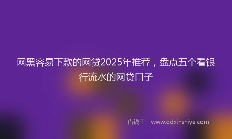 网黑容易下款的网贷2025年推荐，盘点五个看银行流水的网贷口子