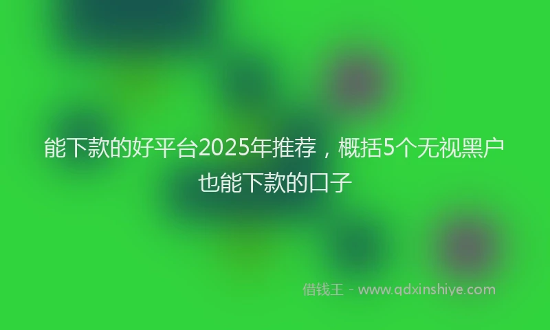 能下款的好平台2025年推荐，概括5个无视黑户也能下款的口子