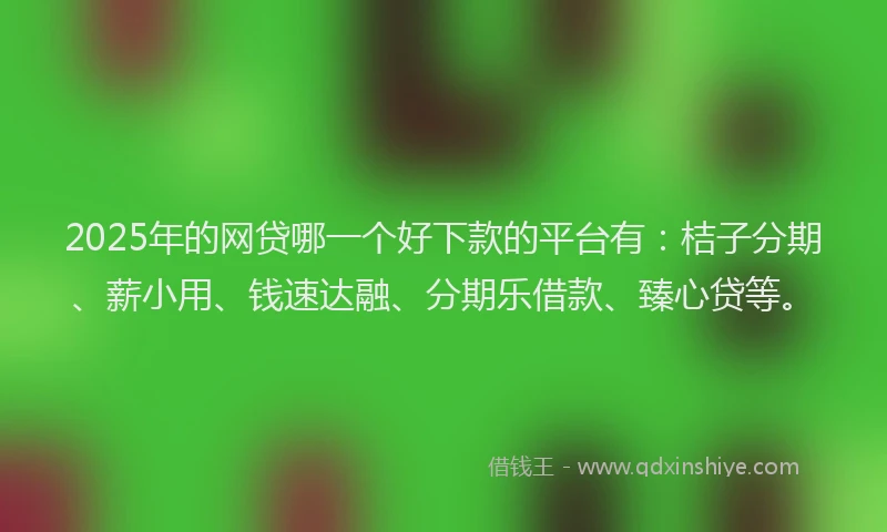 2025年的网贷哪一个好下款的平台有：桔子分期、薪小用、钱速达融、分期乐借款、臻心贷等。