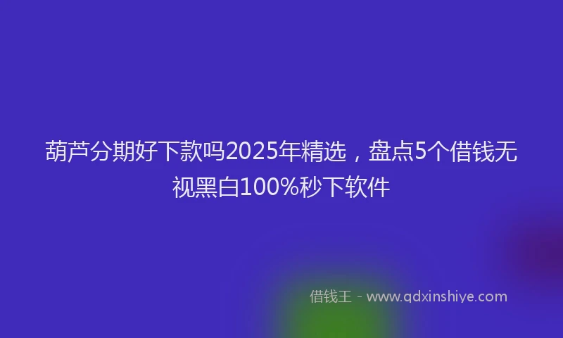 葫芦分期好下款吗2025年精选，盘点5个借钱无视黑白100%秒下软件