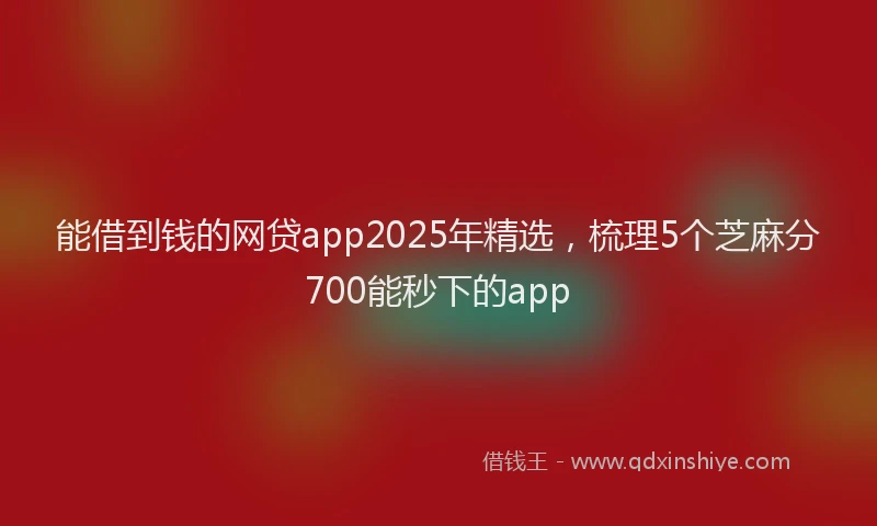 能借到钱的网贷app2025年精选，梳理5个芝麻分700能秒下的app