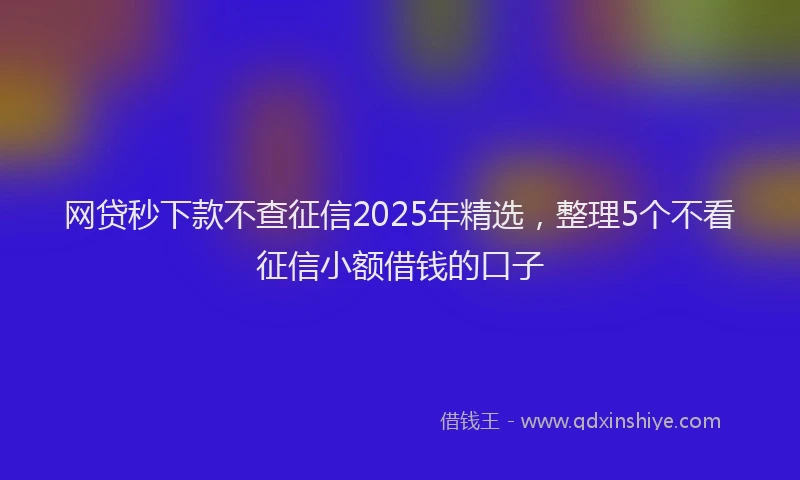 网贷秒下款不查征信2025年精选，整理5个不看征信小额借钱的口子