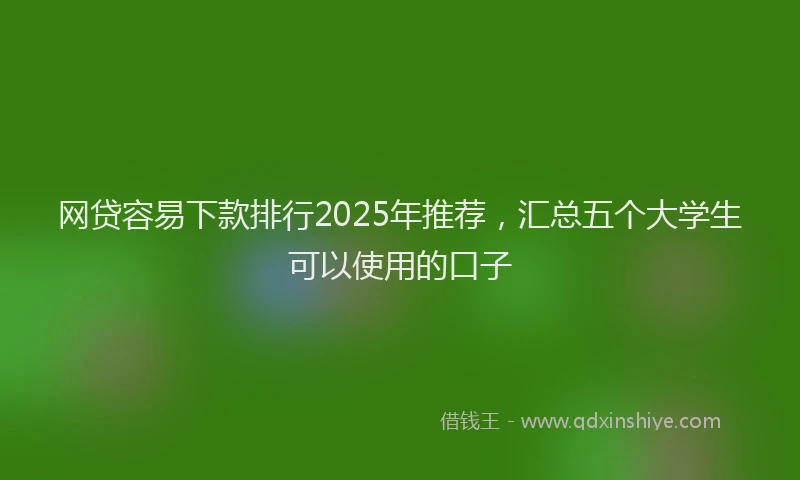 网贷容易下款排行2025年推荐，汇总五个大学生可以使用的口子