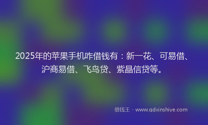2025年的苹果手机咋借钱有：新一花、可易借、沪商易借、飞鸟贷、紫晶信贷等。